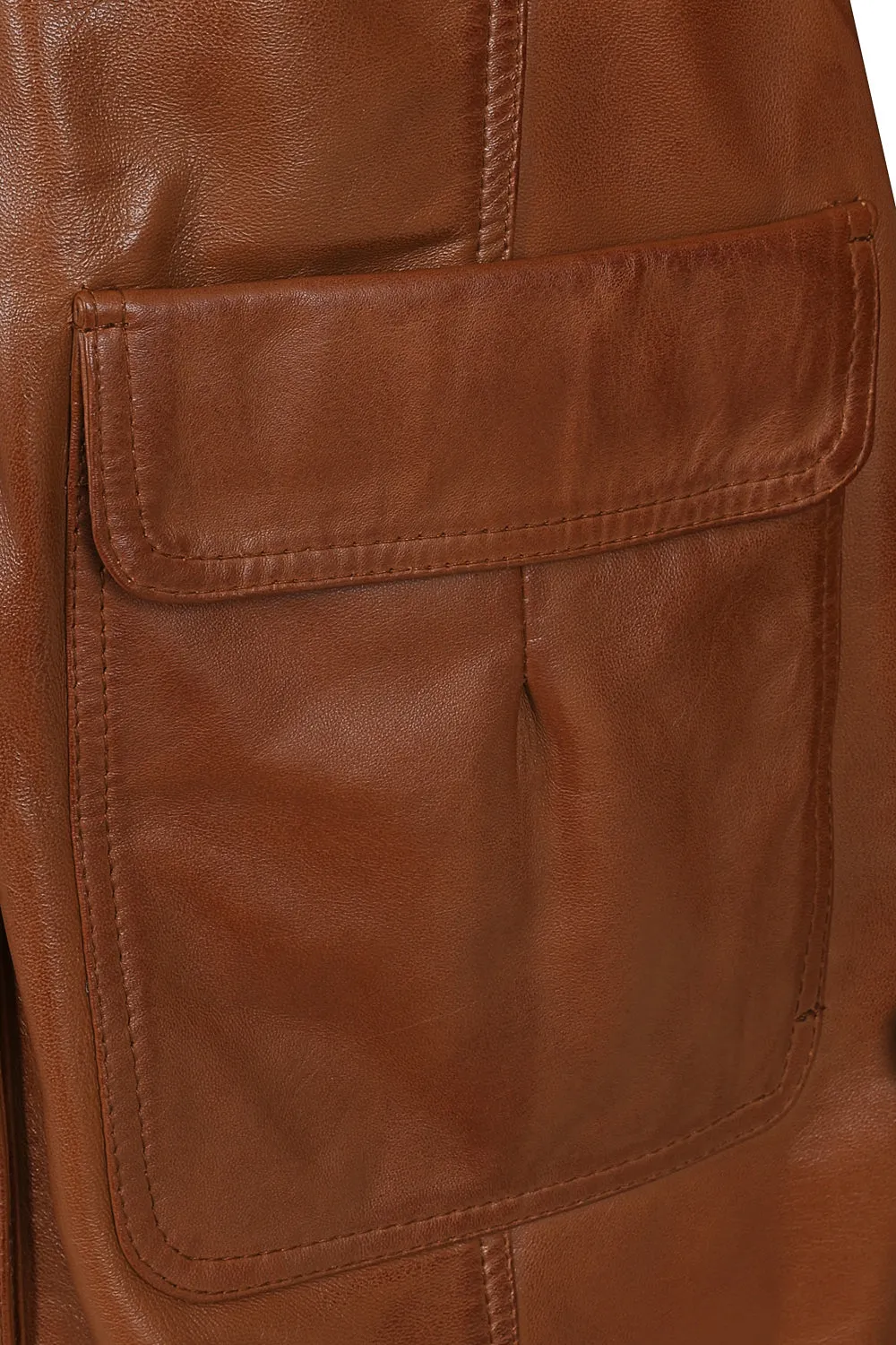 Women's ¾ Length Tan Leather Duffle Coat - 'BECKY'