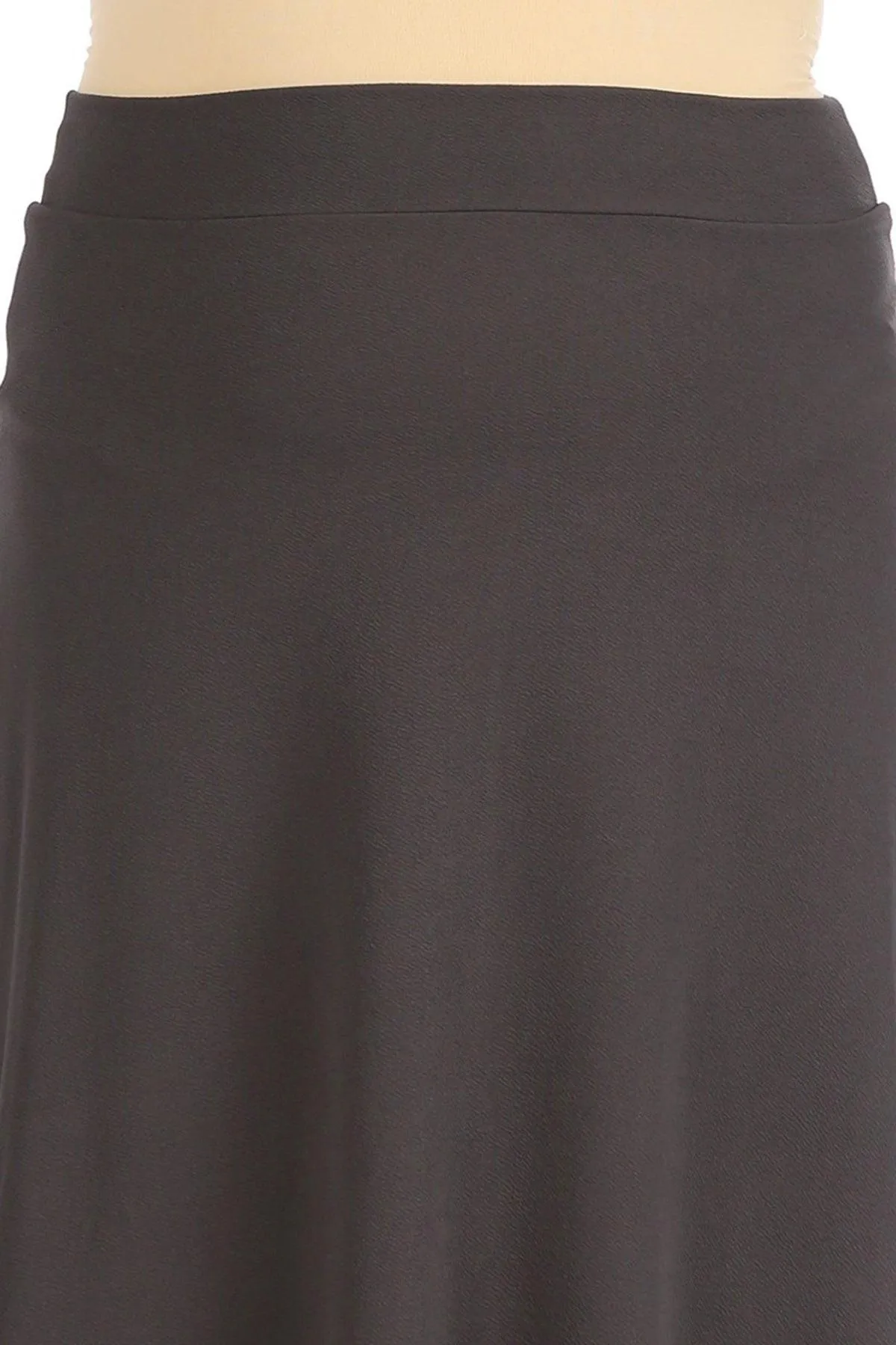 Women's Plus Size Solid  Flare A-line Midi Skirt with Elastic Waistband