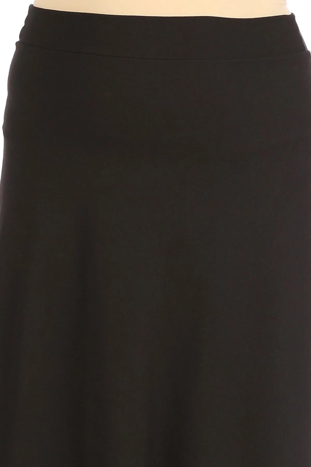 Women's Plus Size Solid  Flare A-line Midi Skirt with Elastic Waistband