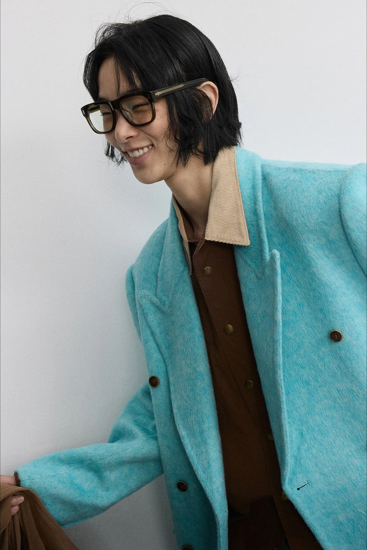 Wool & rabbit fur & silk luxurious oversized blazer | 4 color