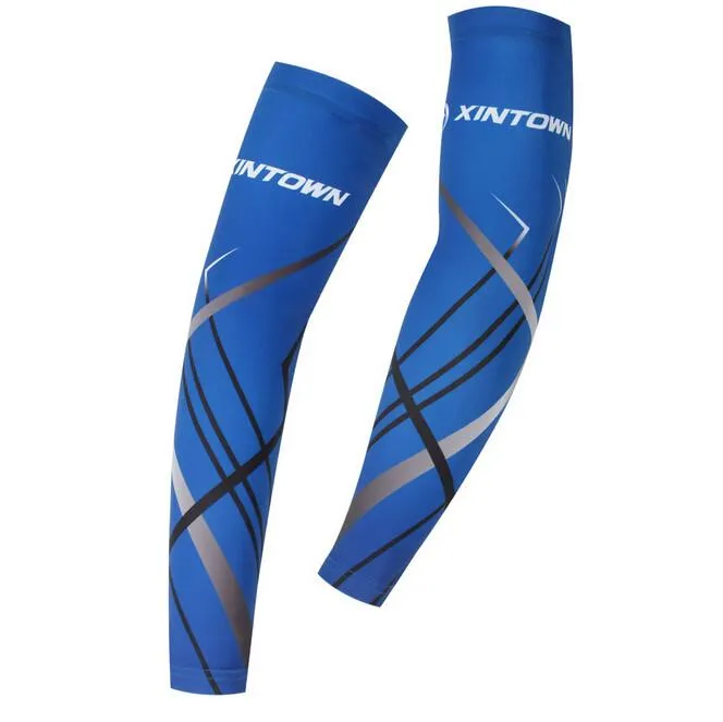 XINTOWN Dark Blue Plaid Cycling Arm Warmers