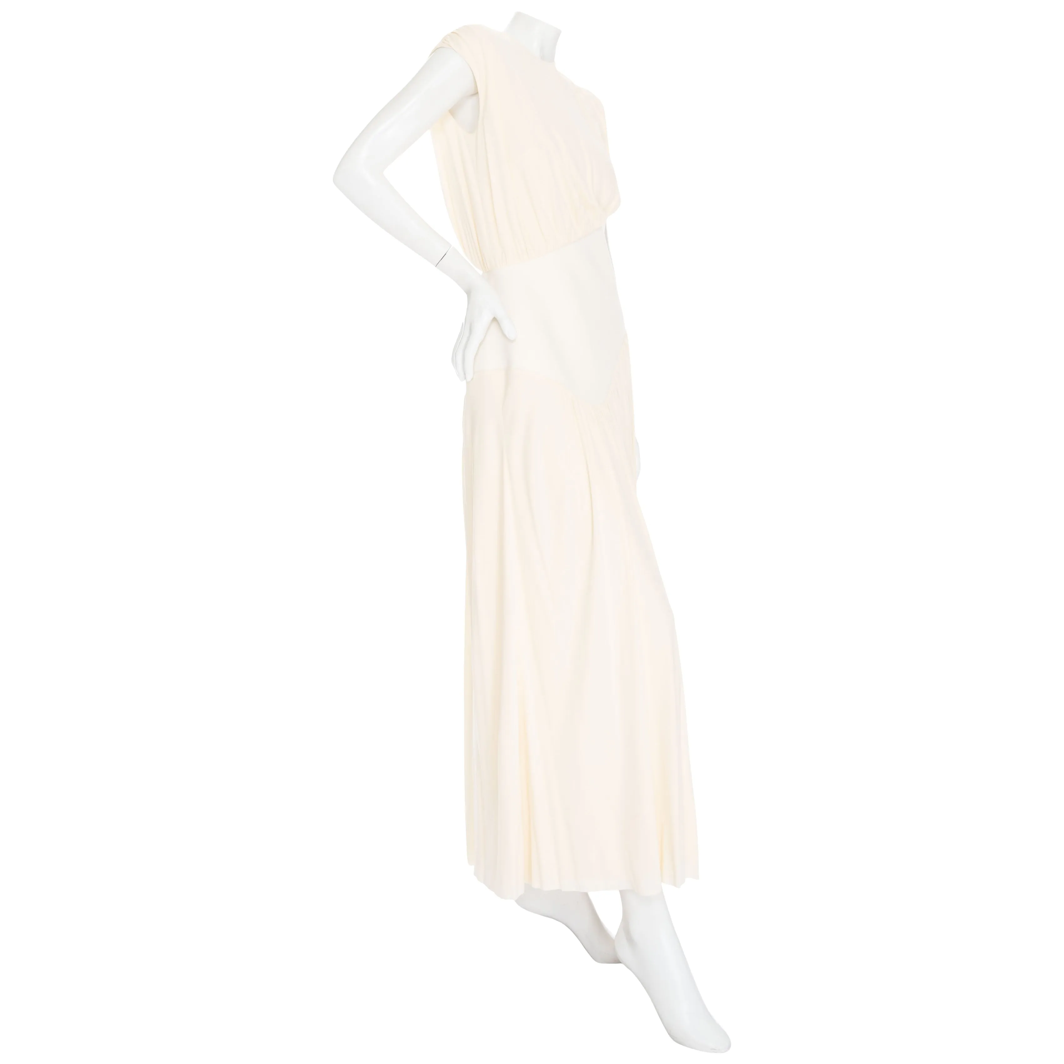 Yokoto Ivory Viscose Crêpe Draped Maxi Dress