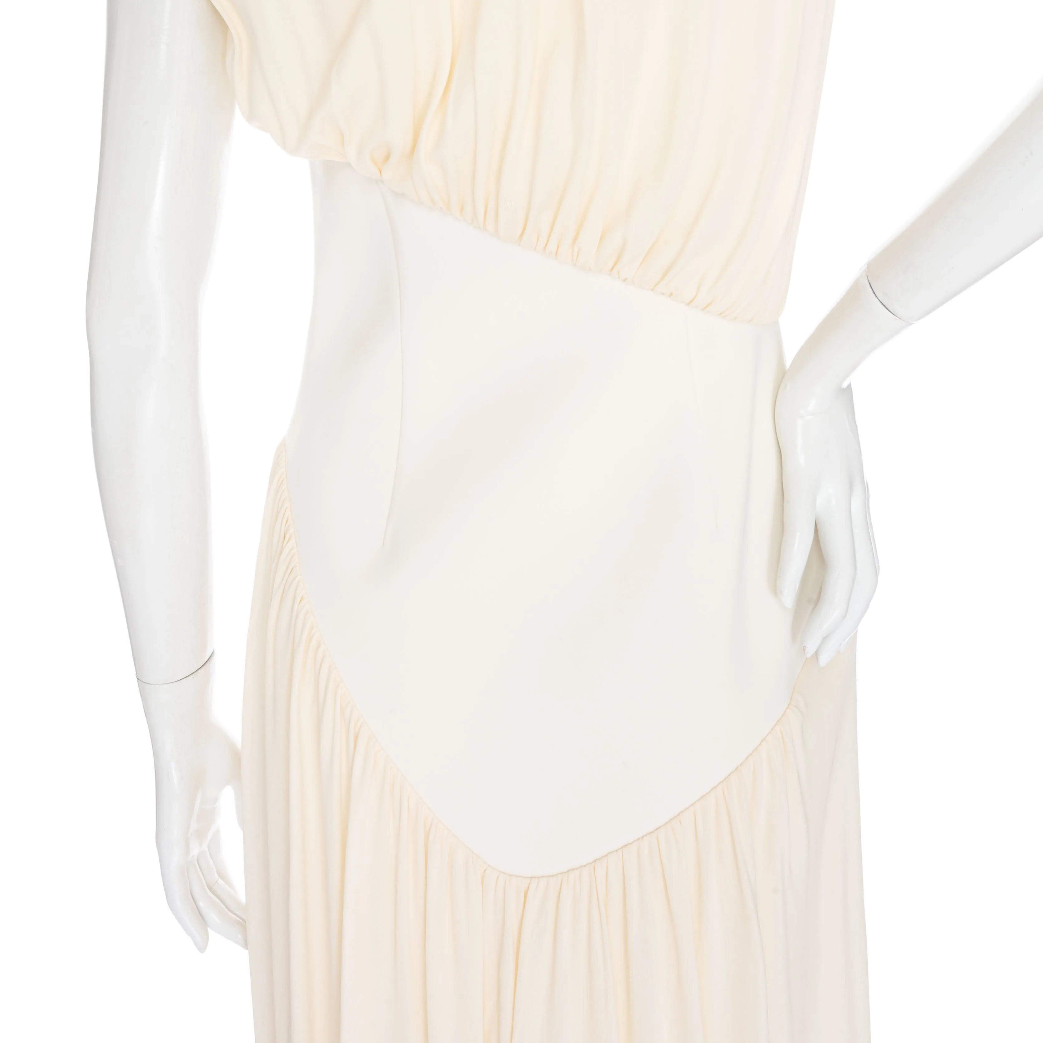 Yokoto Ivory Viscose Crêpe Draped Maxi Dress