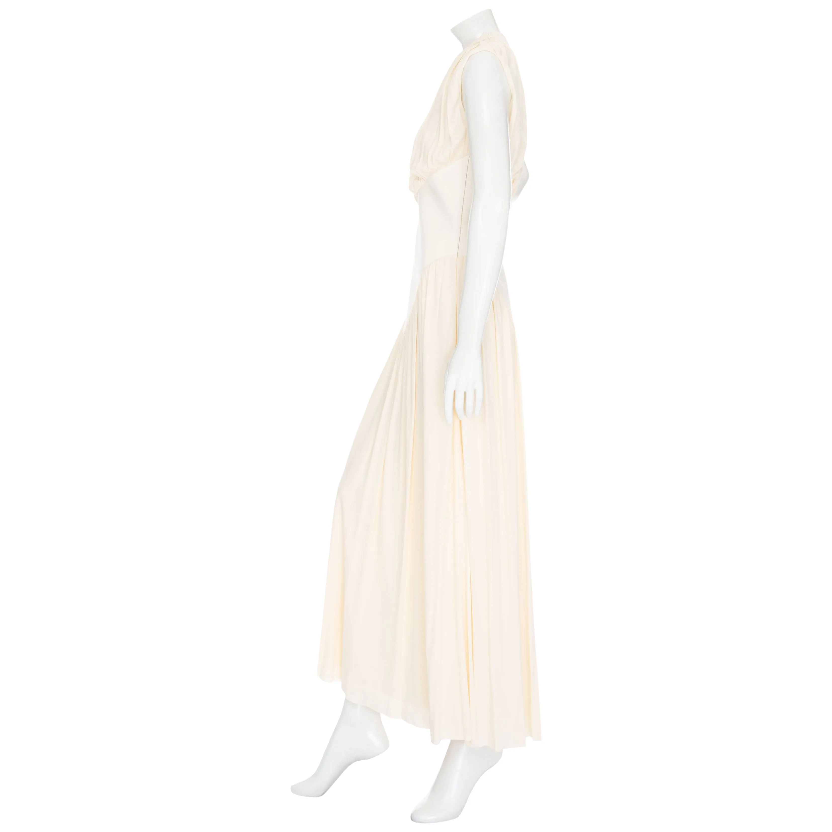 Yokoto Ivory Viscose Crêpe Draped Maxi Dress