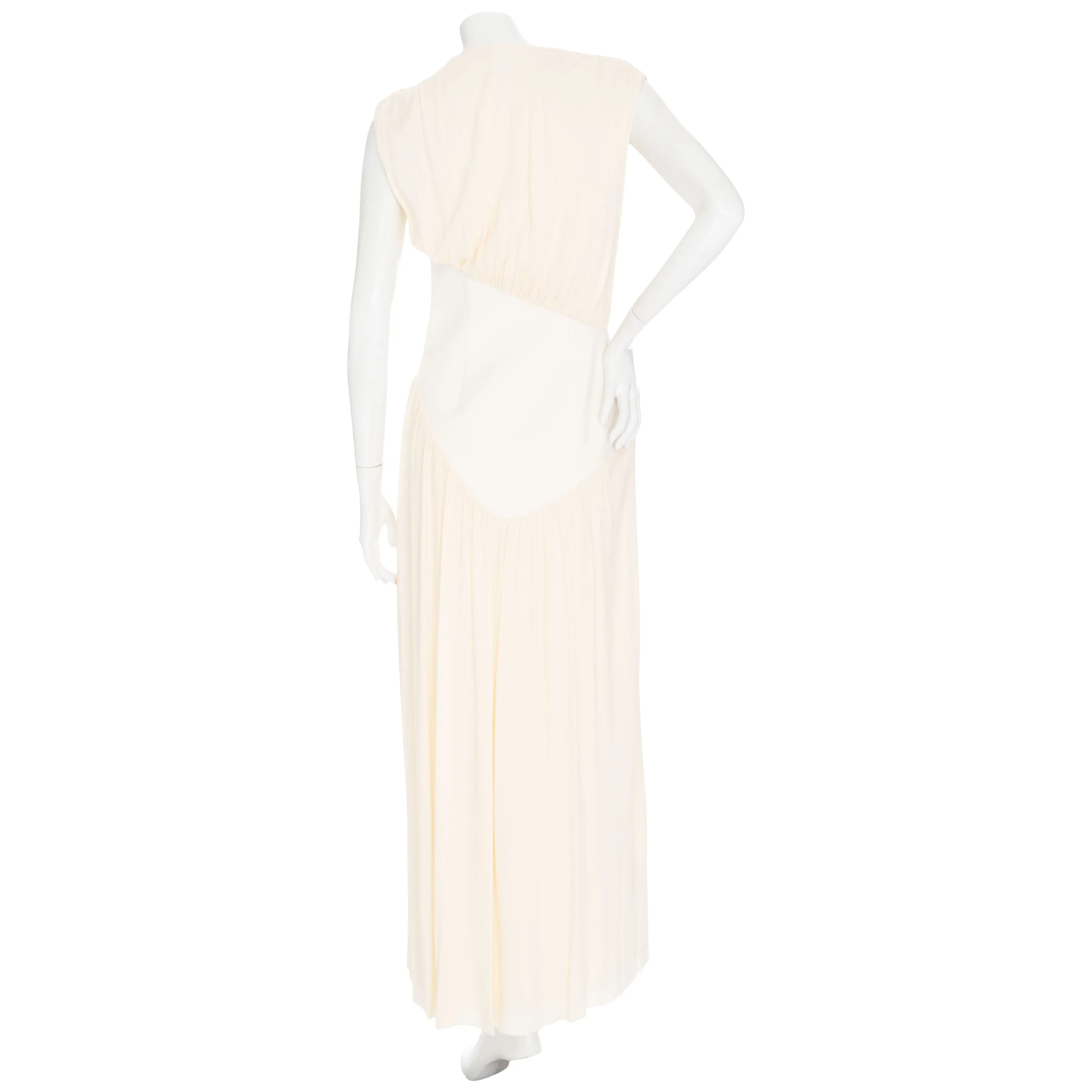 Yokoto Ivory Viscose Crêpe Draped Maxi Dress