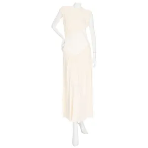 Yokoto Ivory Viscose Crêpe Draped Maxi Dress