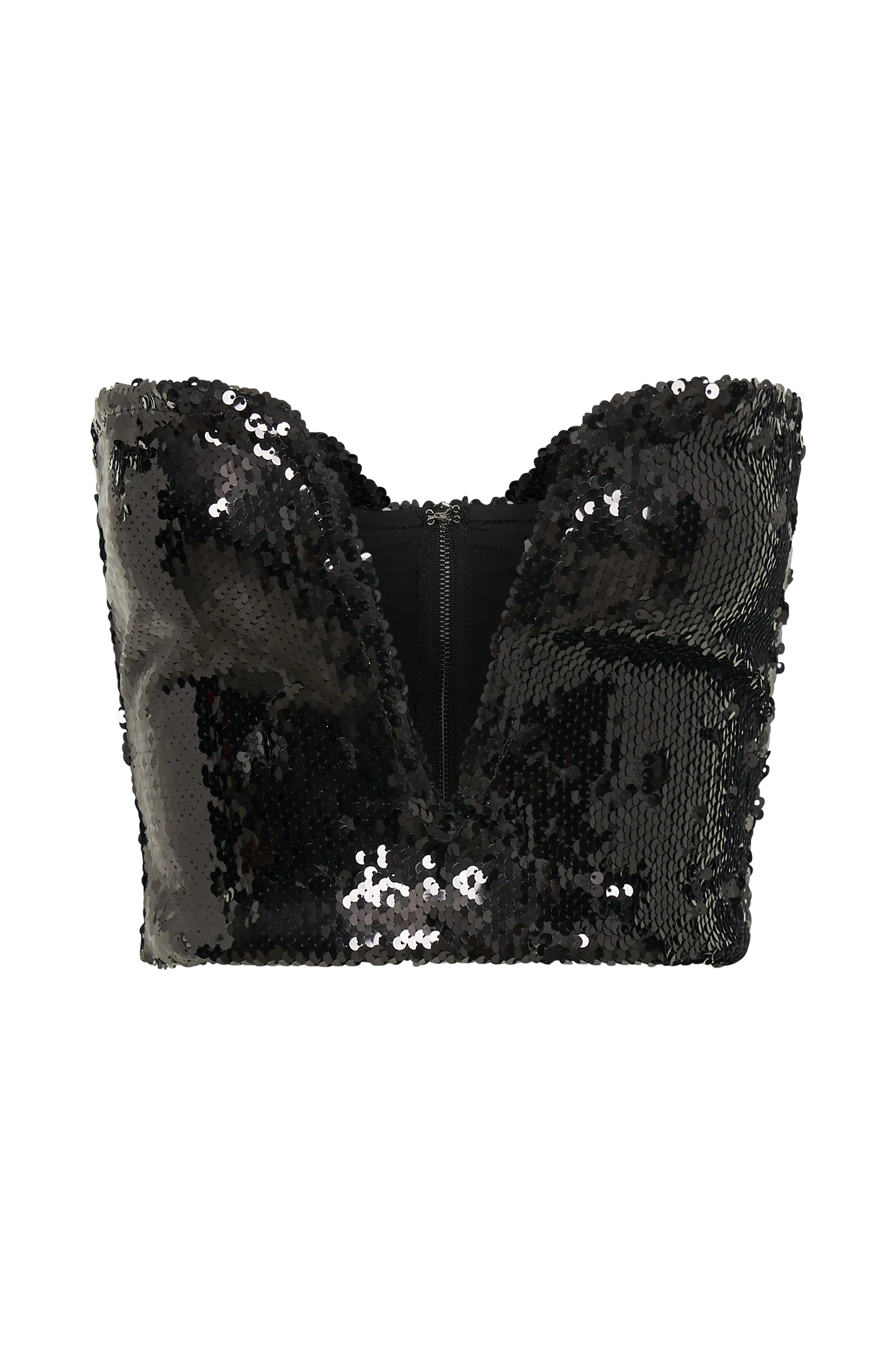 Zariah Strapless Sequin V Corset - Black