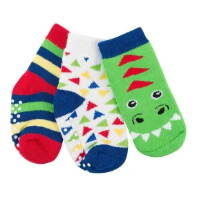 Zoocchini 3-Pack Comfort Terry Socks Set - Devin the Dinosaur (0-24 Months)